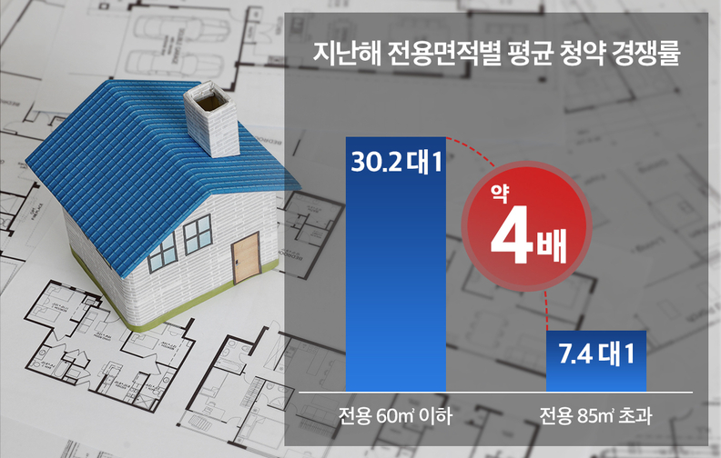 2024년 전용면적별 평균 청약 경쟁률 / 부동산R114