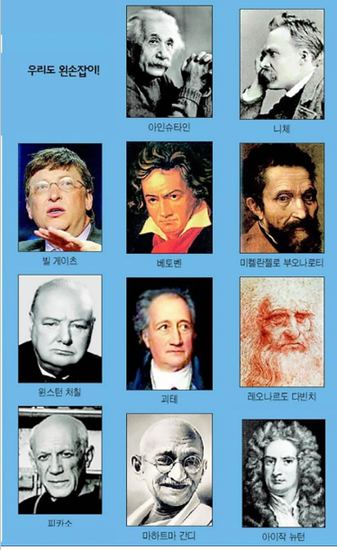 이 세상의 수많은 왼손잡이들이 없었다면 인류의 문화와 과학, 예술을 비롯해 모든 역사는 지금과 완전히 달라졌을지 모른다. / 인터넷커뮤니티