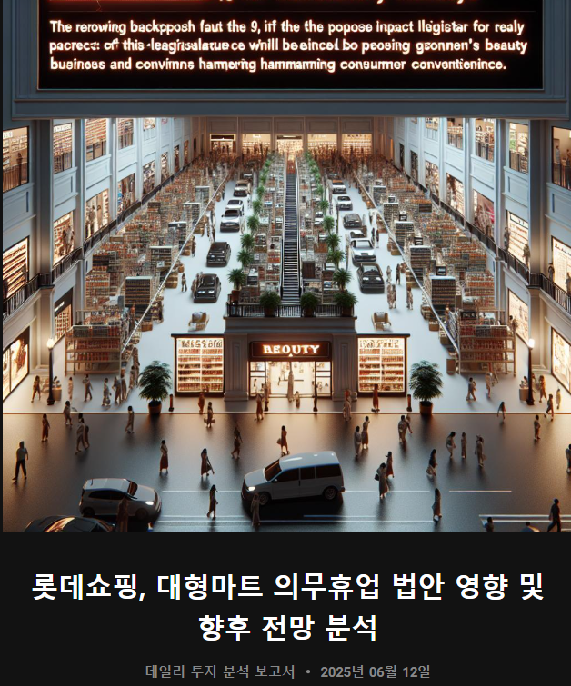 <롯데쇼핑, 대형마트 의무휴업 법안 영향 및 향후 전망> 분석 보고서 / goover.ai