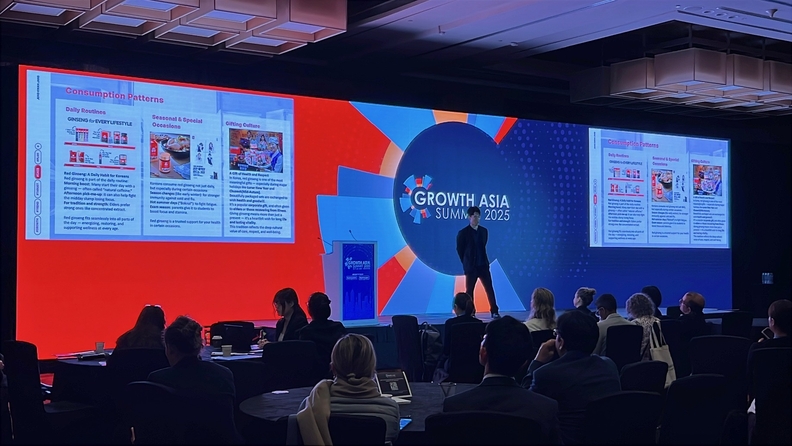 KGC인삼공사가 Growth Asia Summit 2025에서 정관장 홍삼의 우수성을 발표하고 있다. / KGC인삼공사 
