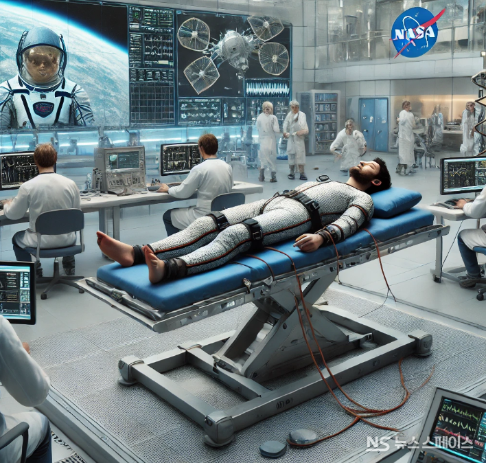미국 항공우주국(NASA)은 장기간 우주 비행이 인체에 미치는 영향을 연구하기 위해 '침대 안정(Bed Rest)' 실험을 진행했다. / 뉴스스페이스DB 