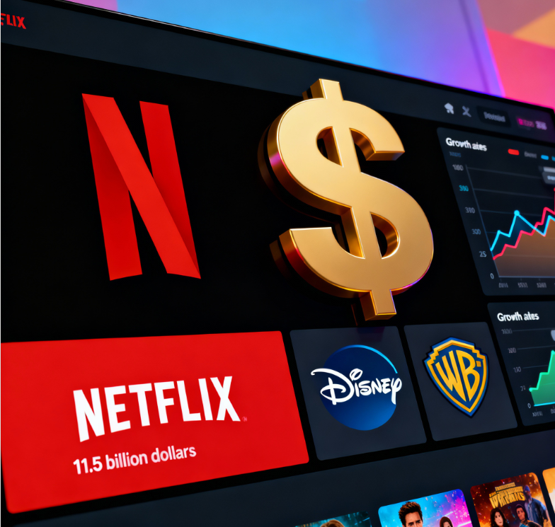 2025년 3분기 넷플릭스가 115억1000만 달러(약 16조4700억원)의 매출을 기록하며 스트리밍 업계에서 독보적인 위치를 점하고 있다. 이는 월트 디즈니의 약 2배, 워너브러더스 디스커버리(WBD)의 4배에 달하는 수준이다. / 퍼플렉시티 