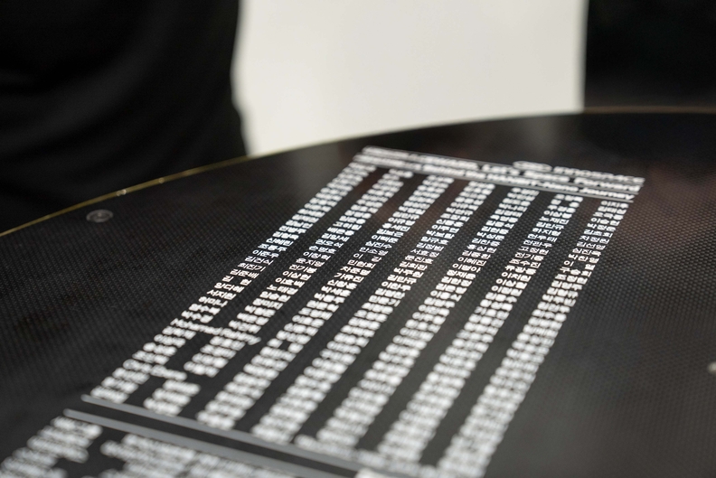 이노스페이스 임직원 238명과 투자사 34곳 이름이 새겨진 ‘한빛-나노’ 발사체 ‘PLA 상판’ / 이노스페이스