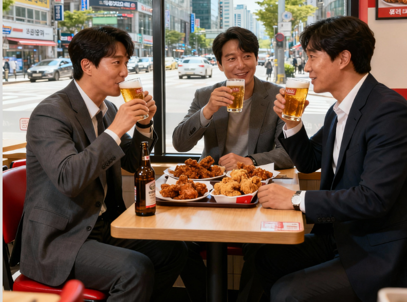 한 재계 인사는 “과거엔 골프장이 교류의 무대였다면, 이제는 치킨집이 미래 기술의 출발점이 될 수도 있다”며 “치맥 하나로 글로벌 협력의 온도를 높인 상징적 순간”이라고 말했다. / 퍼플렉시티 