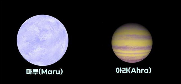 미국항공우주국(NASA)의 제임스 웹 우주망원경(JWST)이 관측할 마루(왼쪽)와 아라의 가상 이미지. [한국천문연구원]