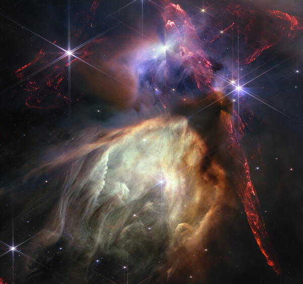 미국 항공우주국(NASA·나사)이 제임스웹 우주 망원경(JWST)의 우주 관측 1주년을 기념하기 위해 12일(현지시간) 로 오피우치 성운에서 별이 탄생하고 있는 장면이 담긴 사진을 공개했다. [NASA]